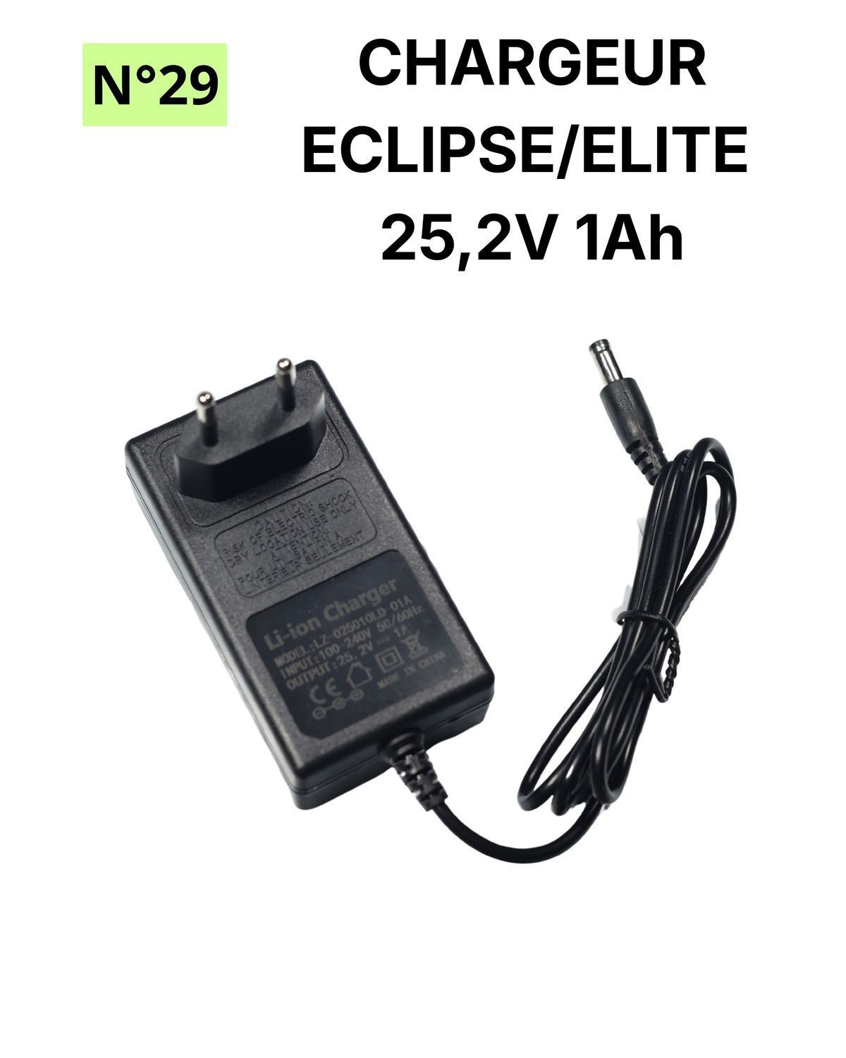 Chargeur Eclipse/Elite 25,2V 1AH